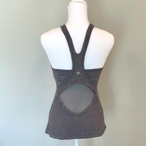 Lululemon heather grey tank with mesh back panel. Like new. Size 6.
